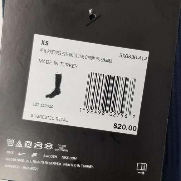 Nike Match Fit Knee High Over The Calf OTC Soccer Socks Navy Blue XS SX6836-414 - Picture 3 of 3